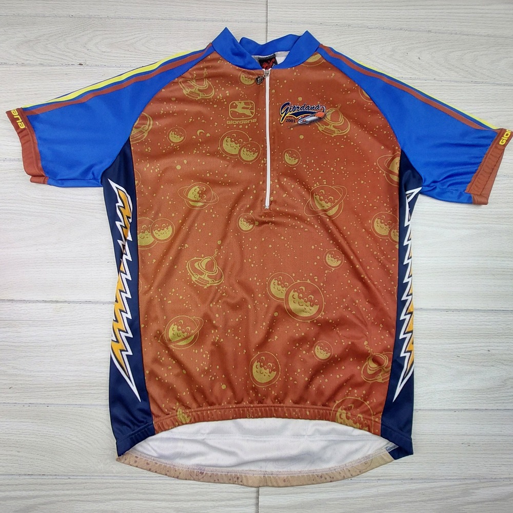 Giordana Cycling Jersey Mens Large Orange Space Rocketeer Graphic Made in Italy